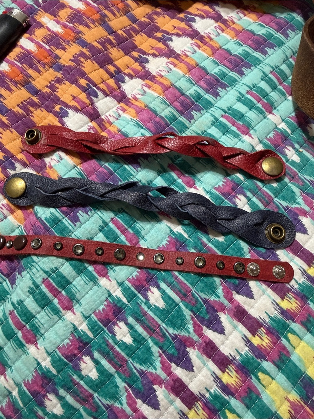 3 boho leather bracelets